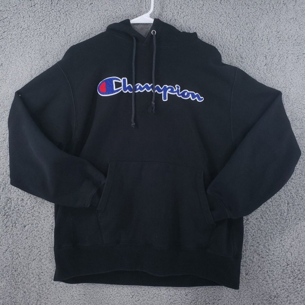 Champion Reverse Weave Men's Script Spell Out Hoodie Sweatshirt Pullover L